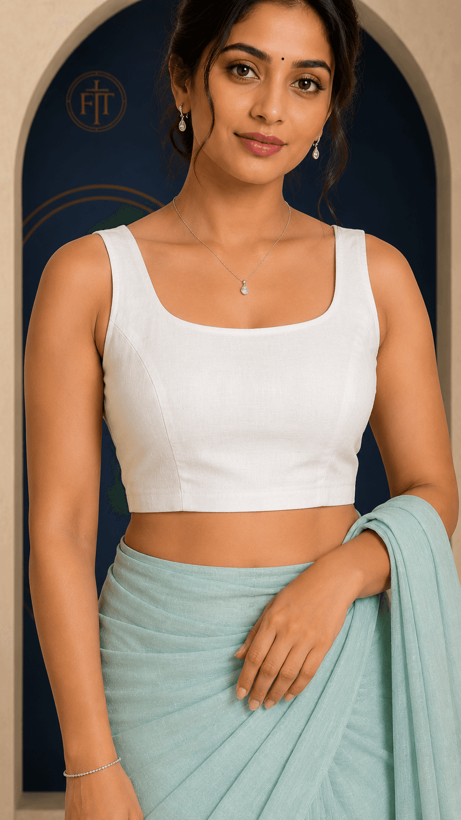 White Sleeveless Rayon StretchFit Blouse